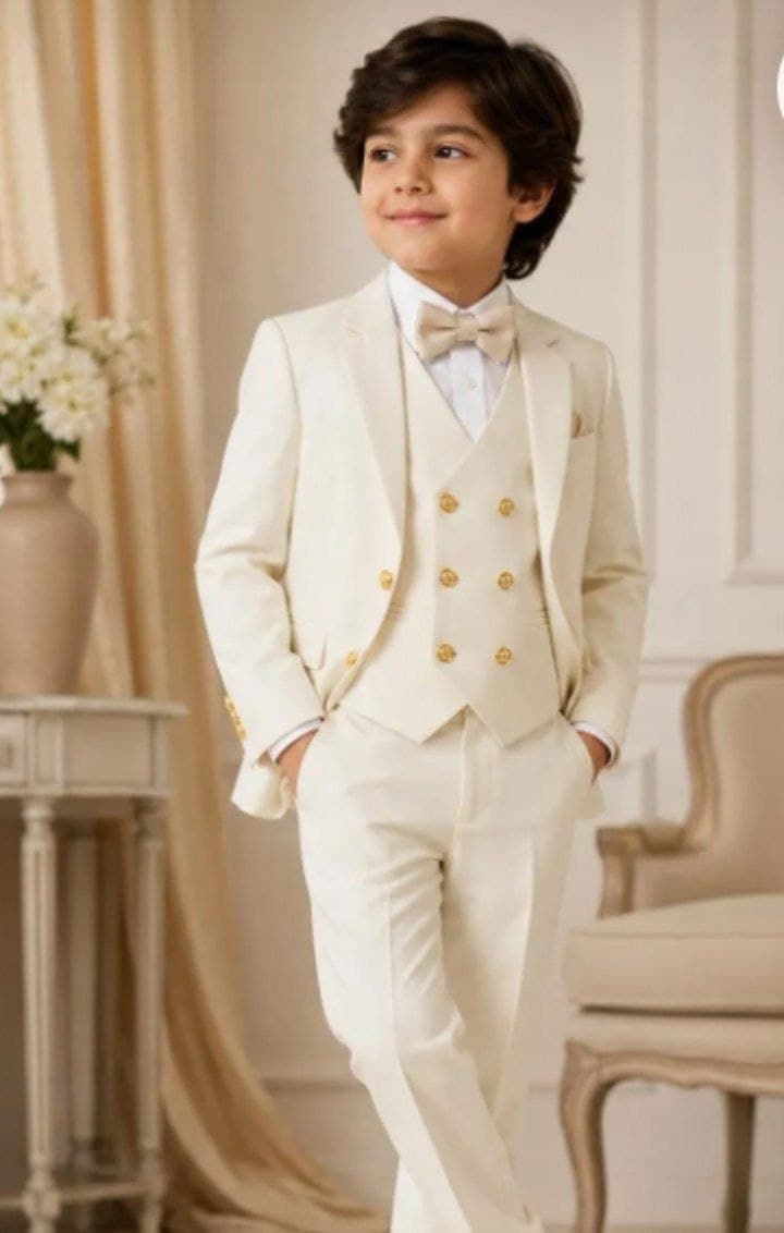 Ivory three-piece suit from Thirty Four Kids
